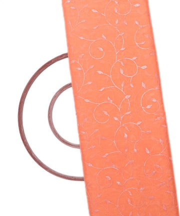 orange colour embroidery organza fabric